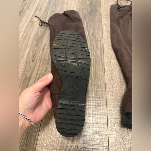 UNISA "Gillean" Over The Knee Stretch Women's Boots Textile Brown/Black 7.5 - Picture 4 of 9